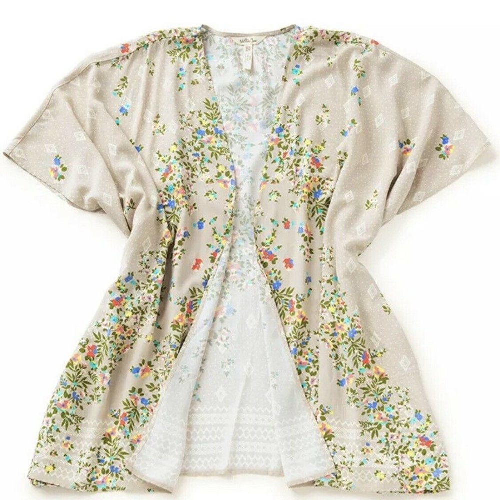 Matilda Jane Cream Floral Open Kimono with Multicolor Bouquet